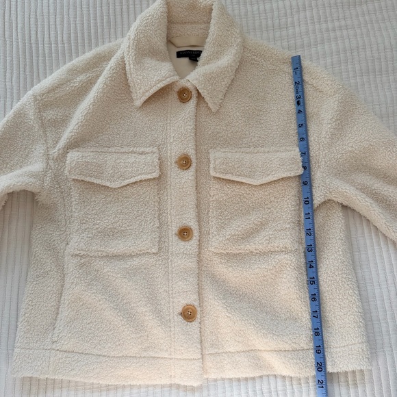 Banana Republic Cropped Cream Teddy Sherpa Jacket Women's Petite Medium - Picture 9 of 9